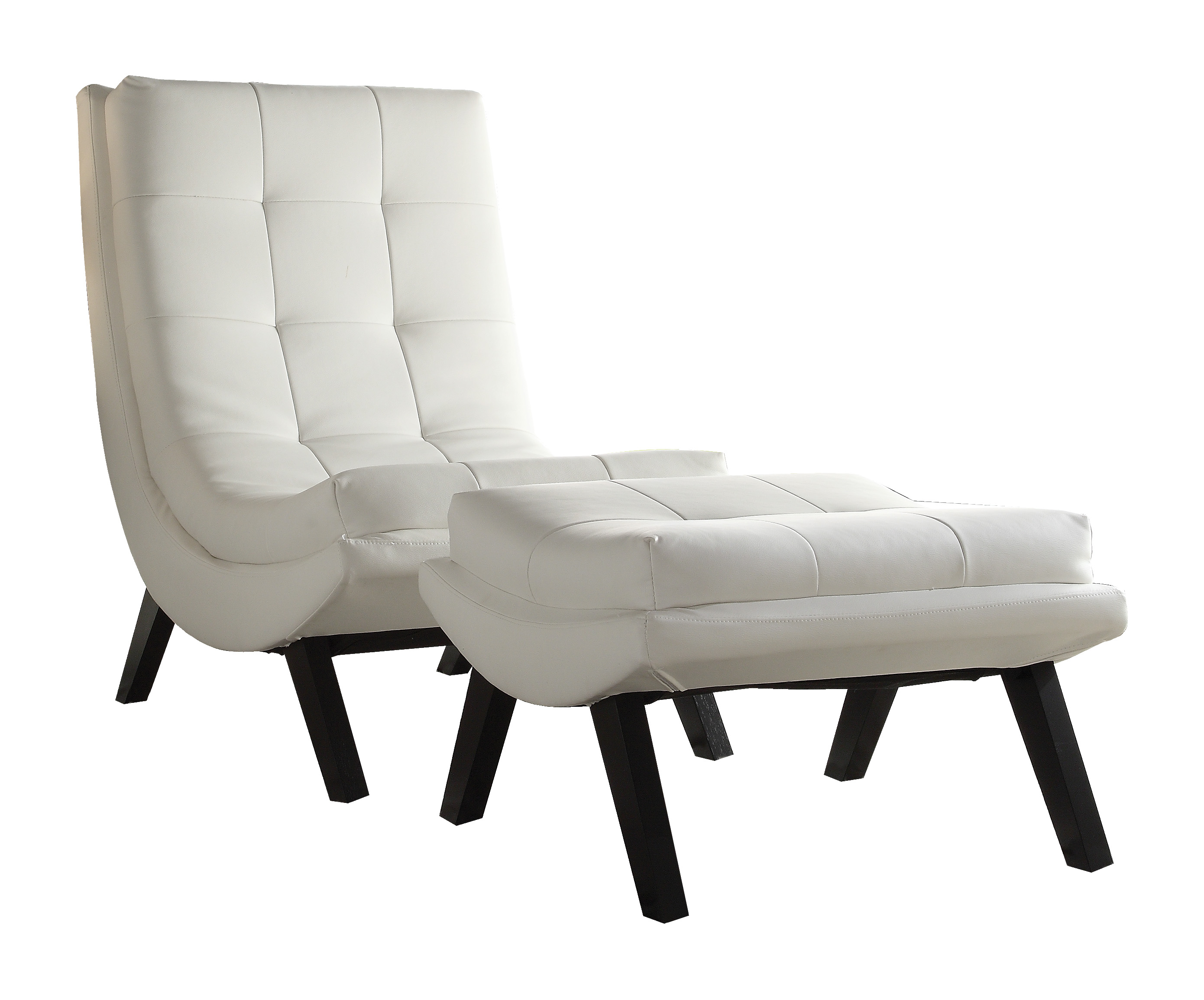 Avenue Six Tustin Lounge Chair and Ottoman Set With White Fuax leather