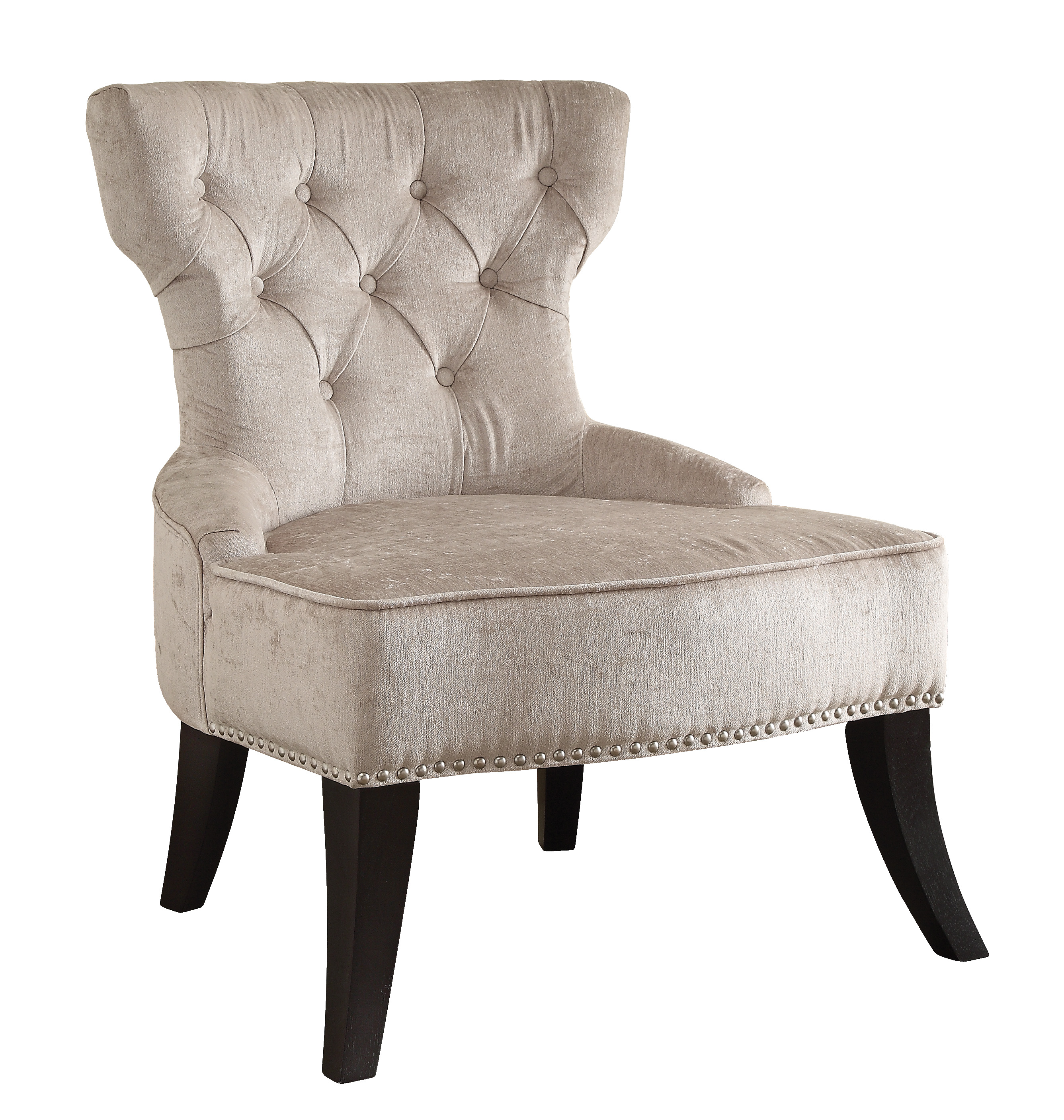 Avenue Six Colton Vintage Style Button Tufted Velvet Chair with Nailhead Detail and Spring Seat