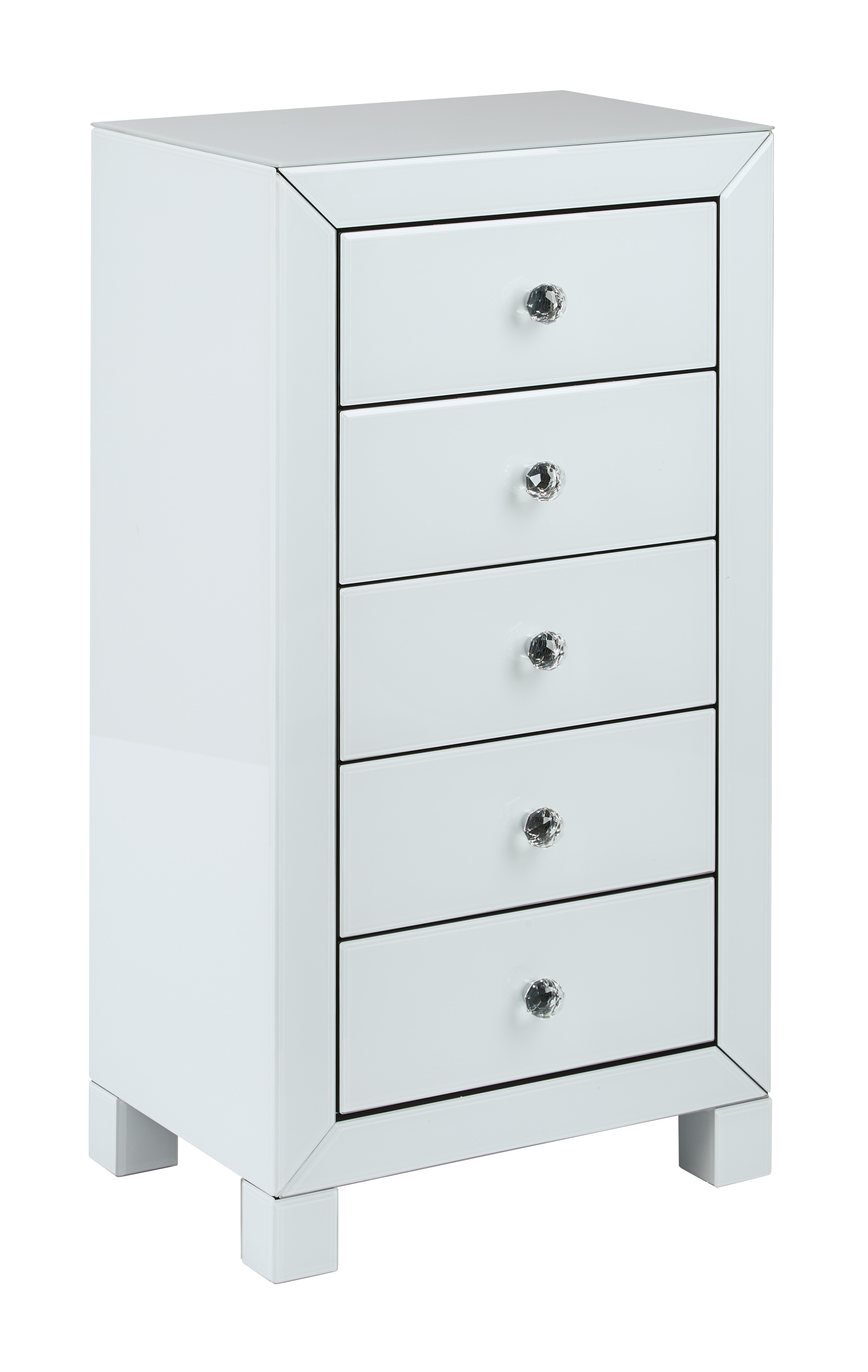 Avenue Six Reflections 5 Drawer Accent Table with Black or White Glass Finish - Assembled