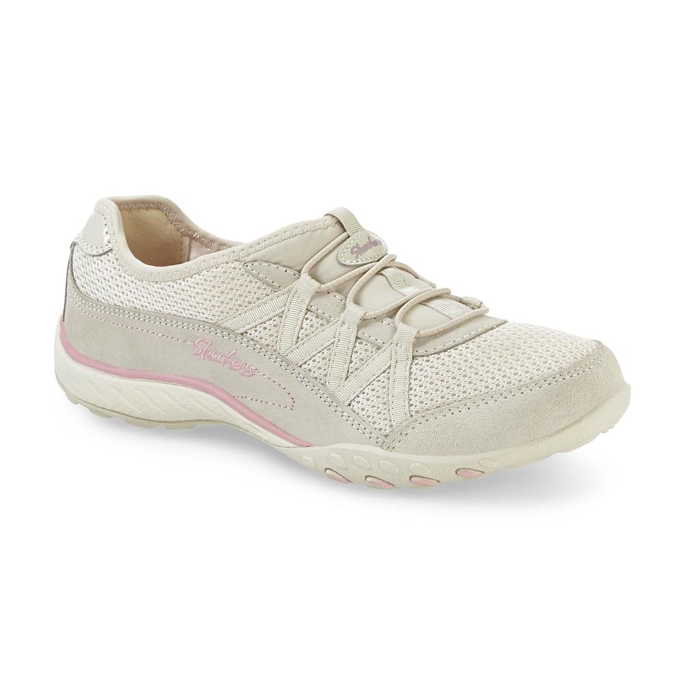 Skechers Women's Relaxed Fit Breathe Easy Relaxation Tan/Pink Casual Shoe