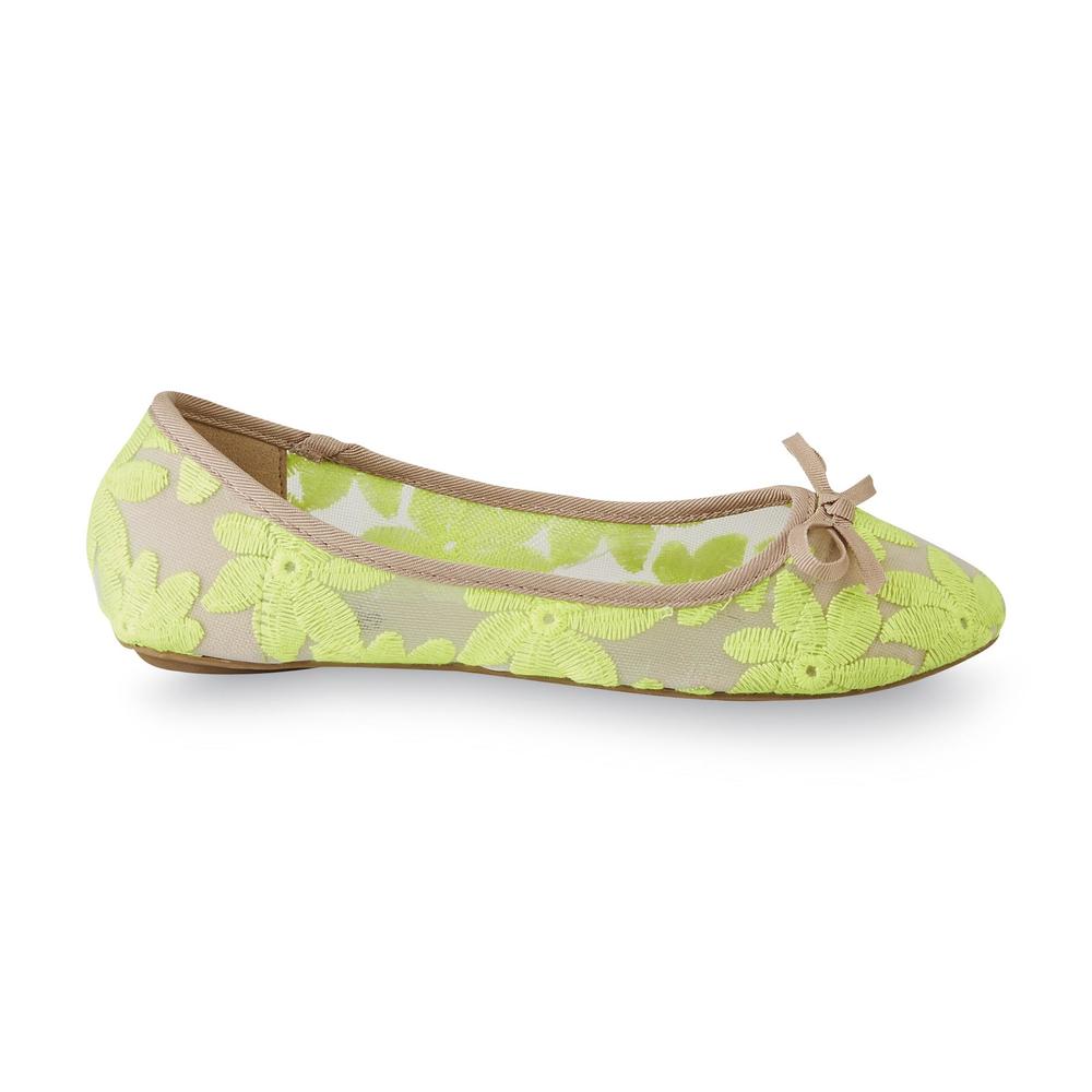 Charles Albert Shoes Girl's Neon Yellow/Floral Ballet Flat
