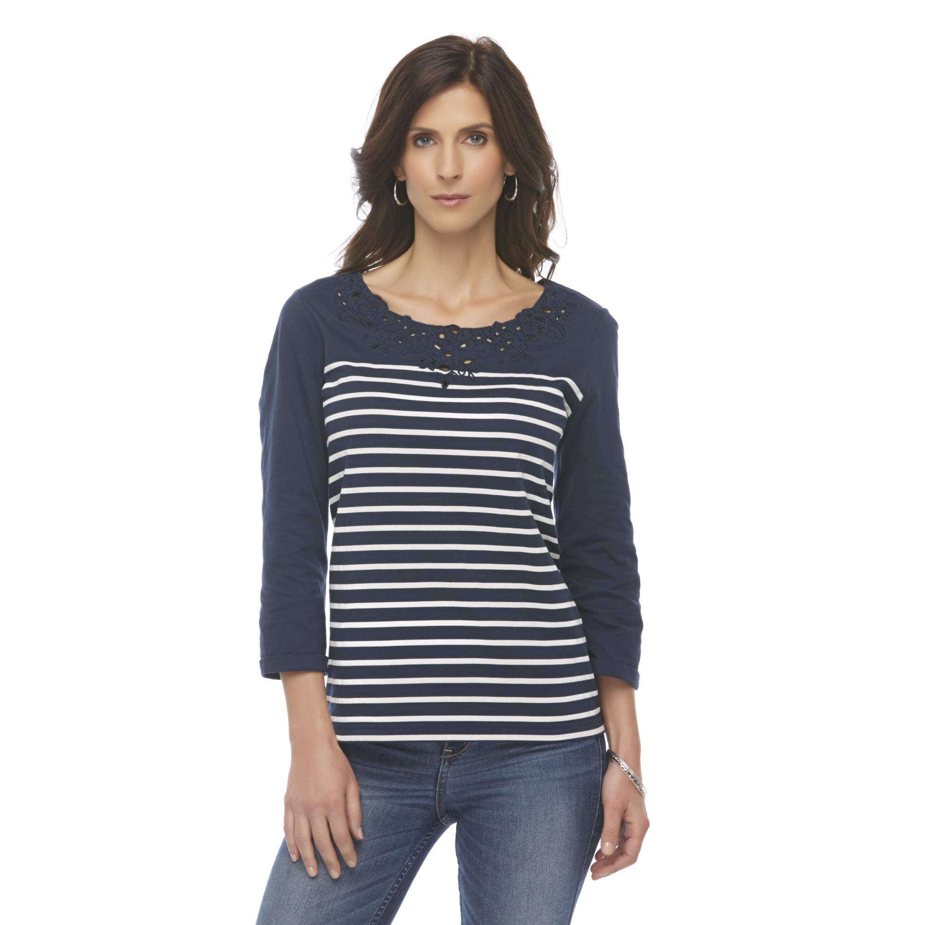 Basic Editions Women's Knit Top - Striped