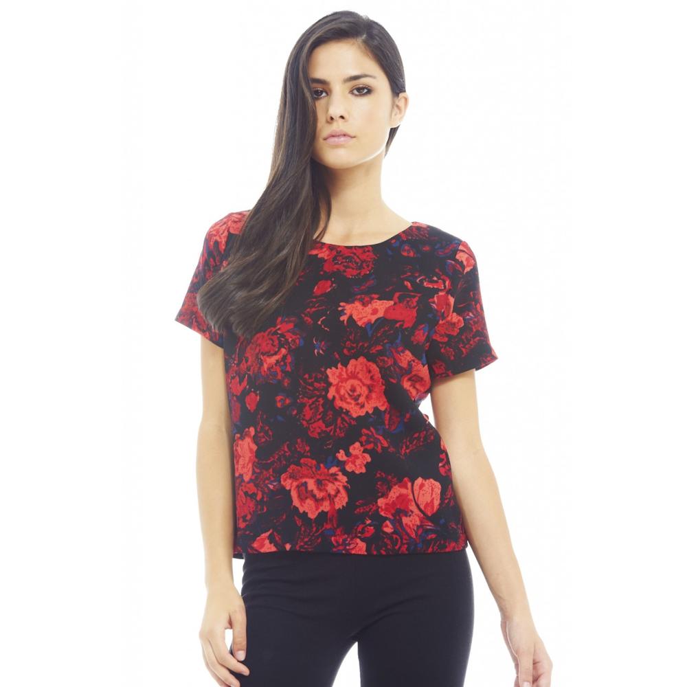 AX Paris Women's Floral Box Style Printed Red Top - Online Exclusive