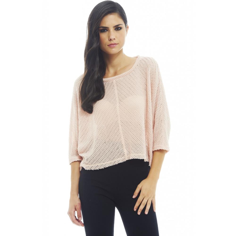 AX Paris Women's Knitted Plain Top In Baby Pink- Online Exclusive