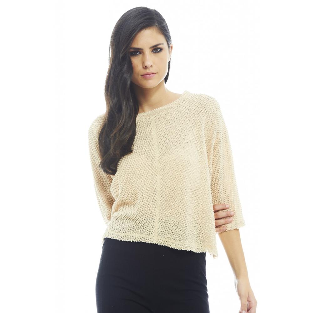 AX Paris Women's Knitted Plain Top In Stone- Online Exclusive