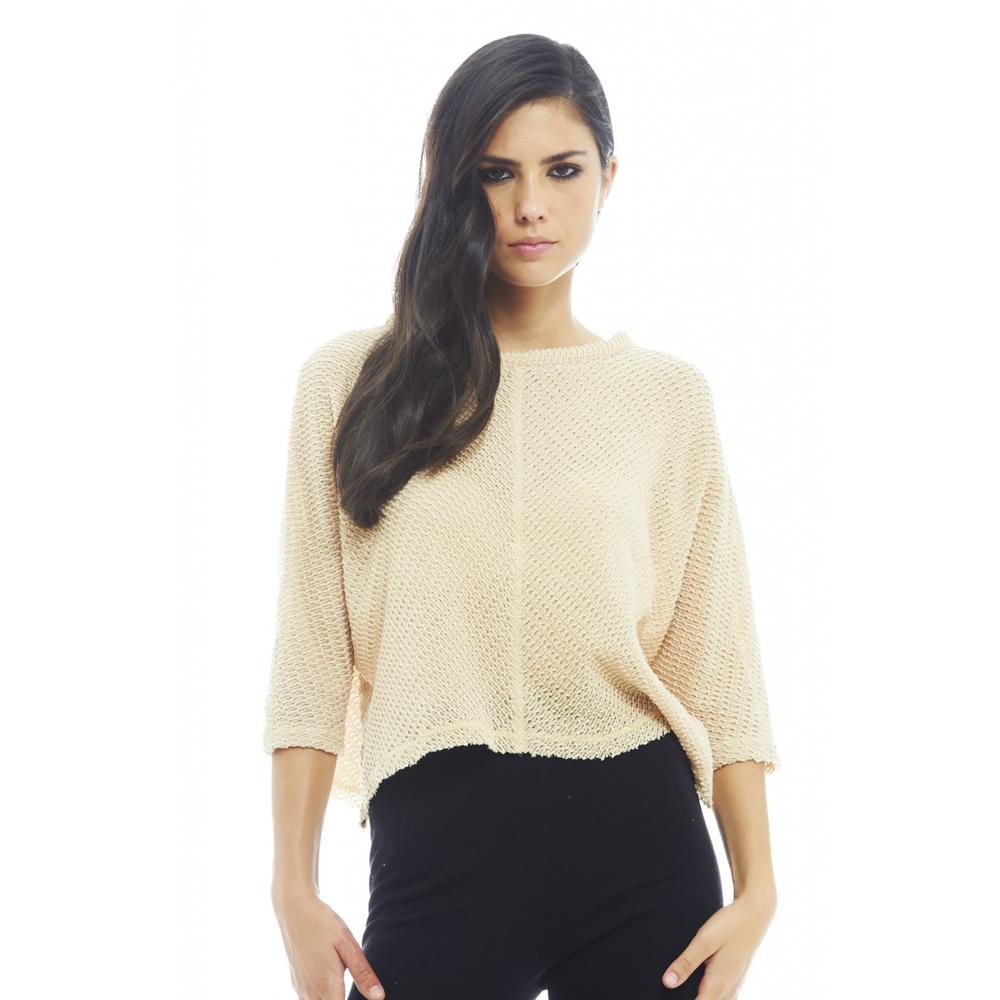 AX Paris Women's Knitted Plain Top In Stone- Online Exclusive