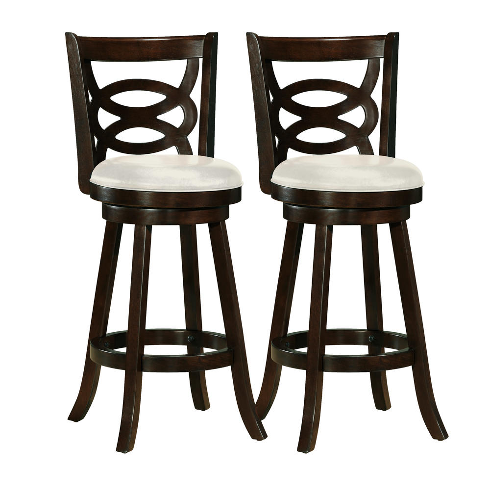 CorLiving Woodgrove 43" Scroll Back Design Barstool with Leatherette Seat, set of 2