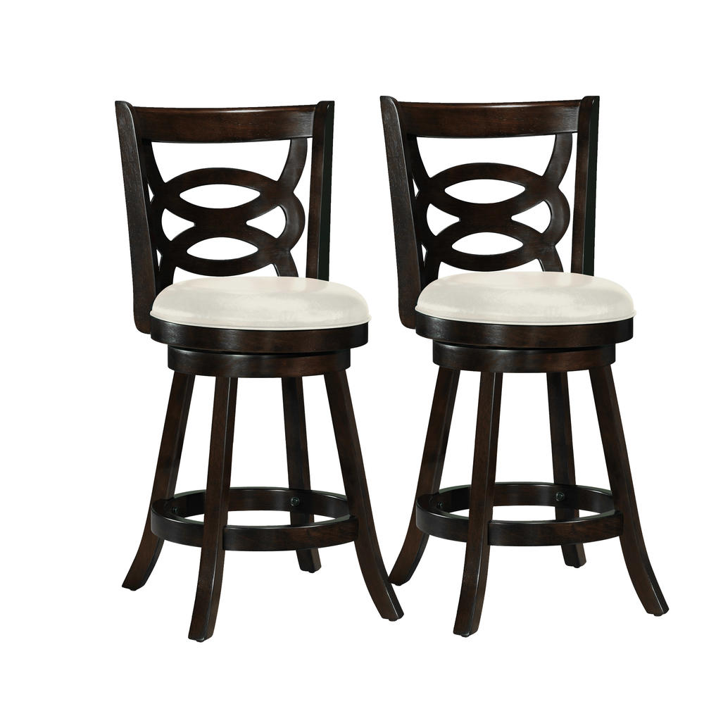 CorLiving Woodgrove 38" Scroll Back Design Barstool with Leatherette Seat, set of 2