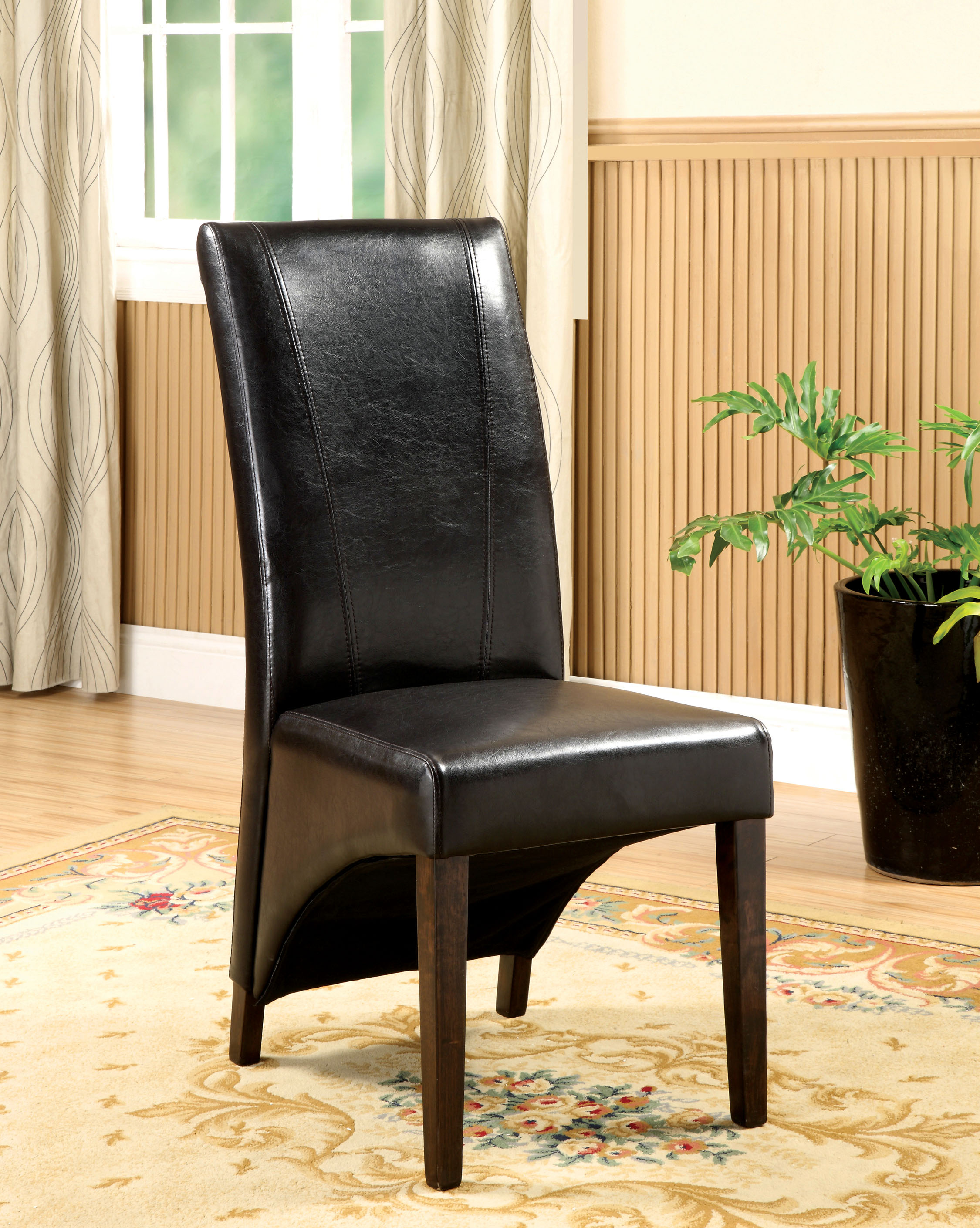 Furniture of America Palenza Black Leatherette Dining Chair (Set of 2)