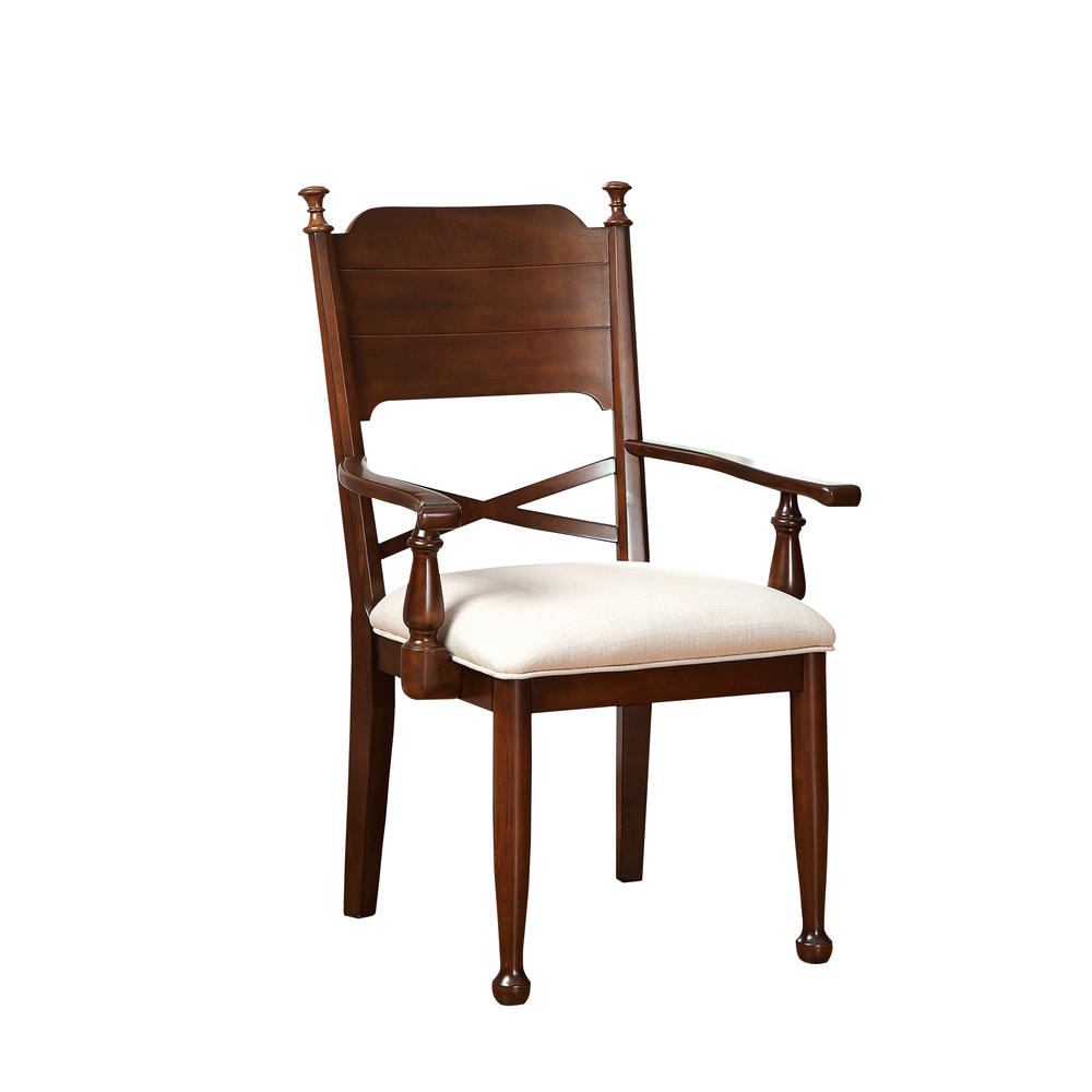 Furniture of America Rivetta Brown Cherry Dining Arm Chair (Set of 2)