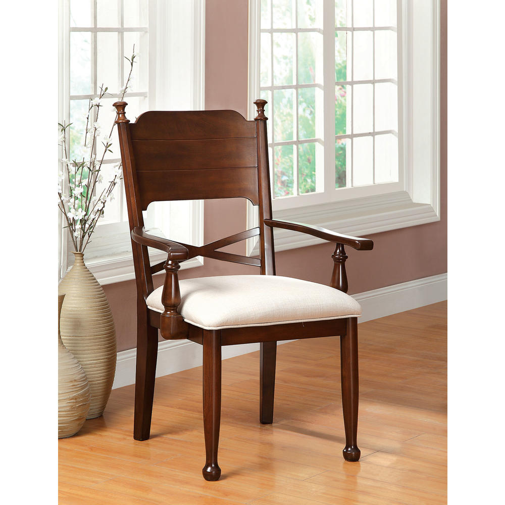 Furniture of America Rivetta Brown Cherry Dining Arm Chair (Set of 2)