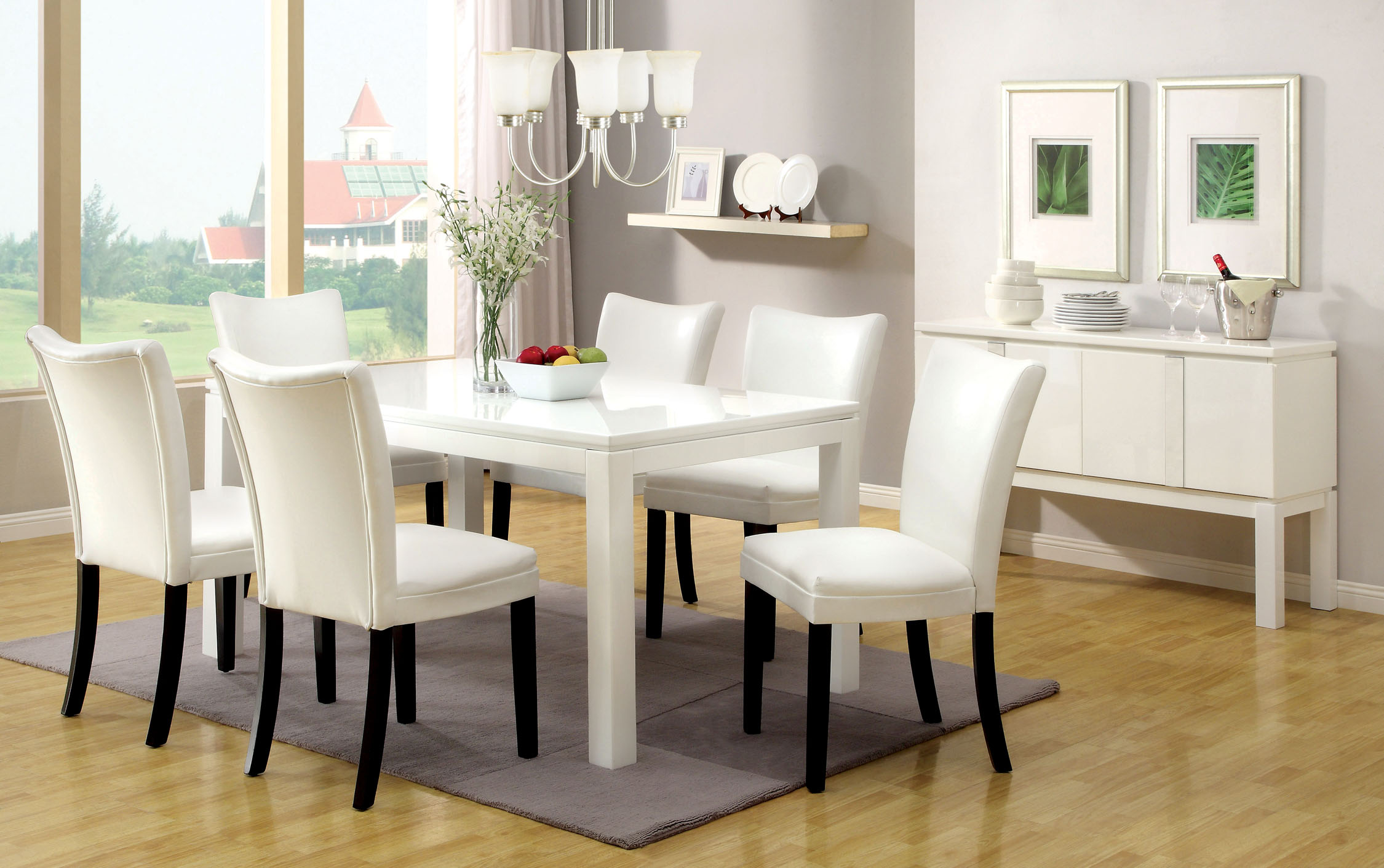 Furniture of America Grangas White Gloss Dining Table