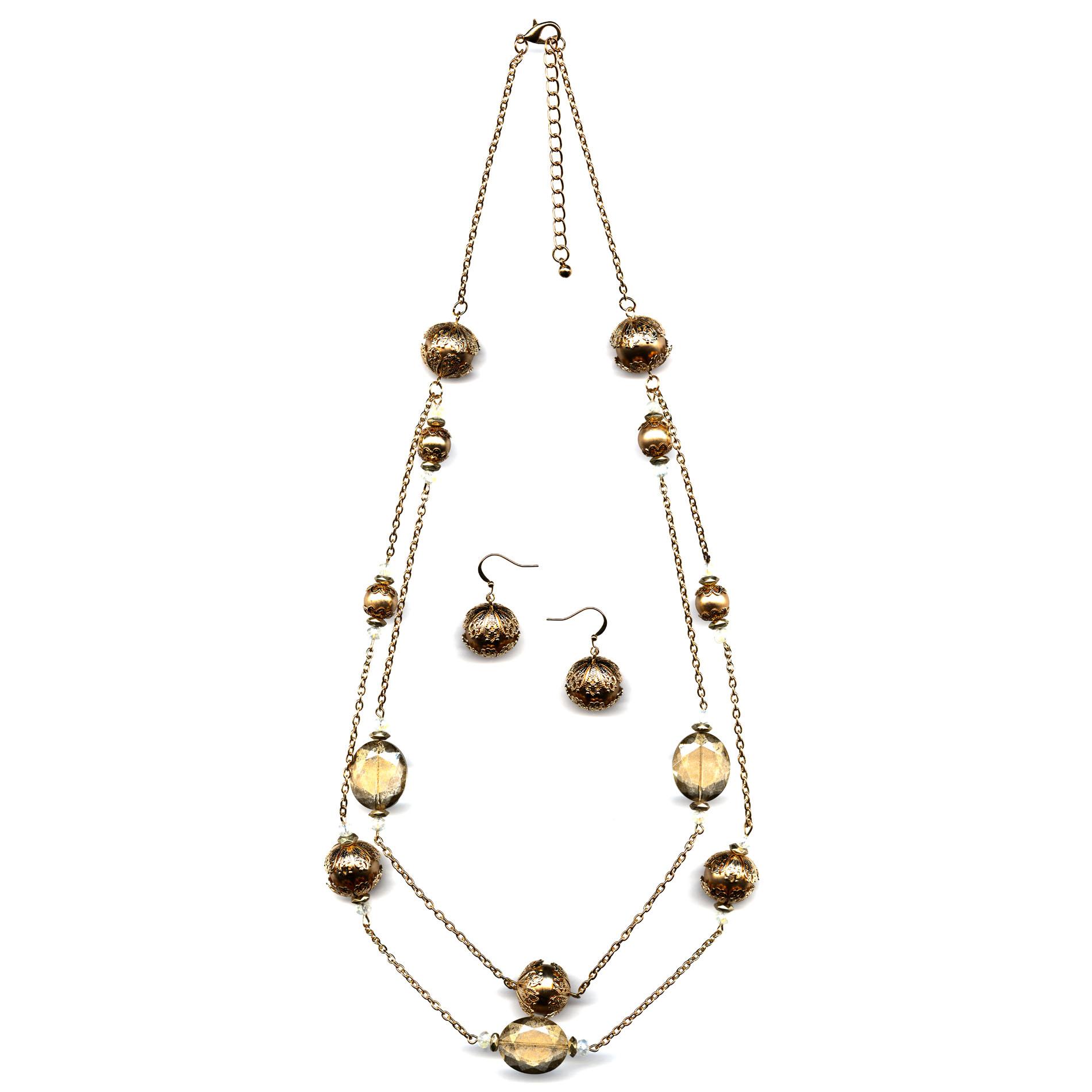 Jaclyn Smith Women's Goldtone Station Necklace & Earrings
