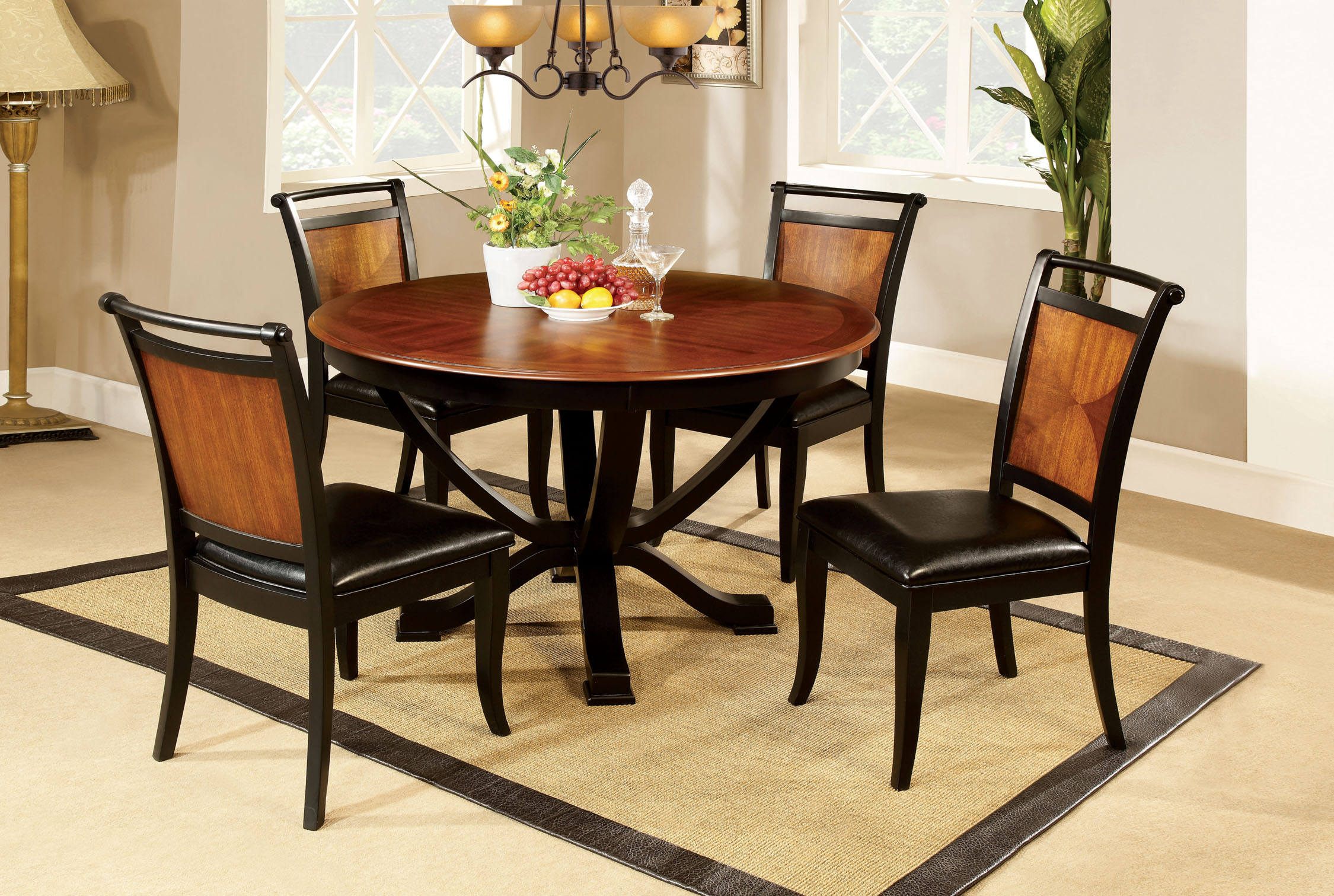 Furniture of America Loritha 5Piece TwoTone Round Dining