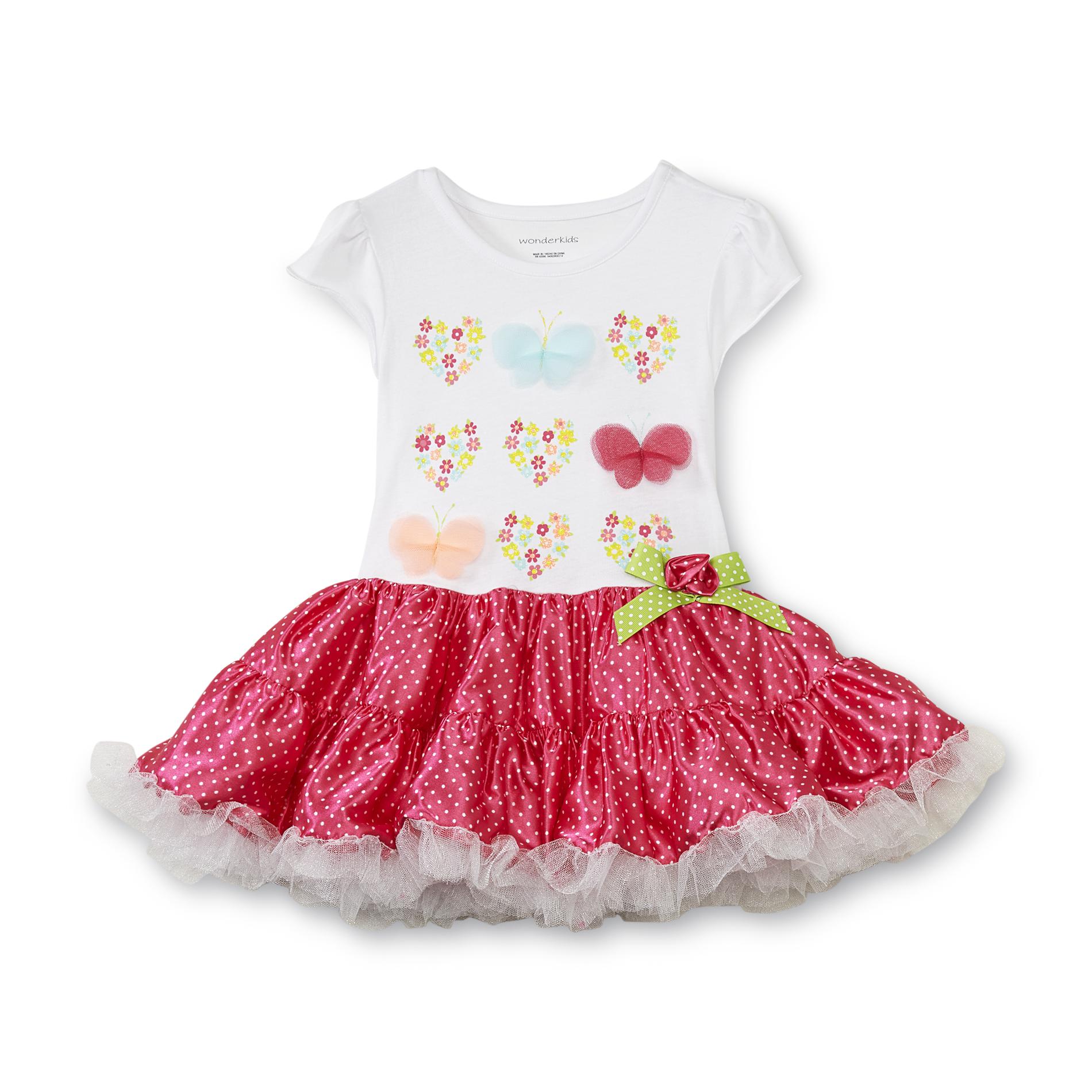 WonderKids Toddler Girl's Tutu Dress - Hearts & Butterflies