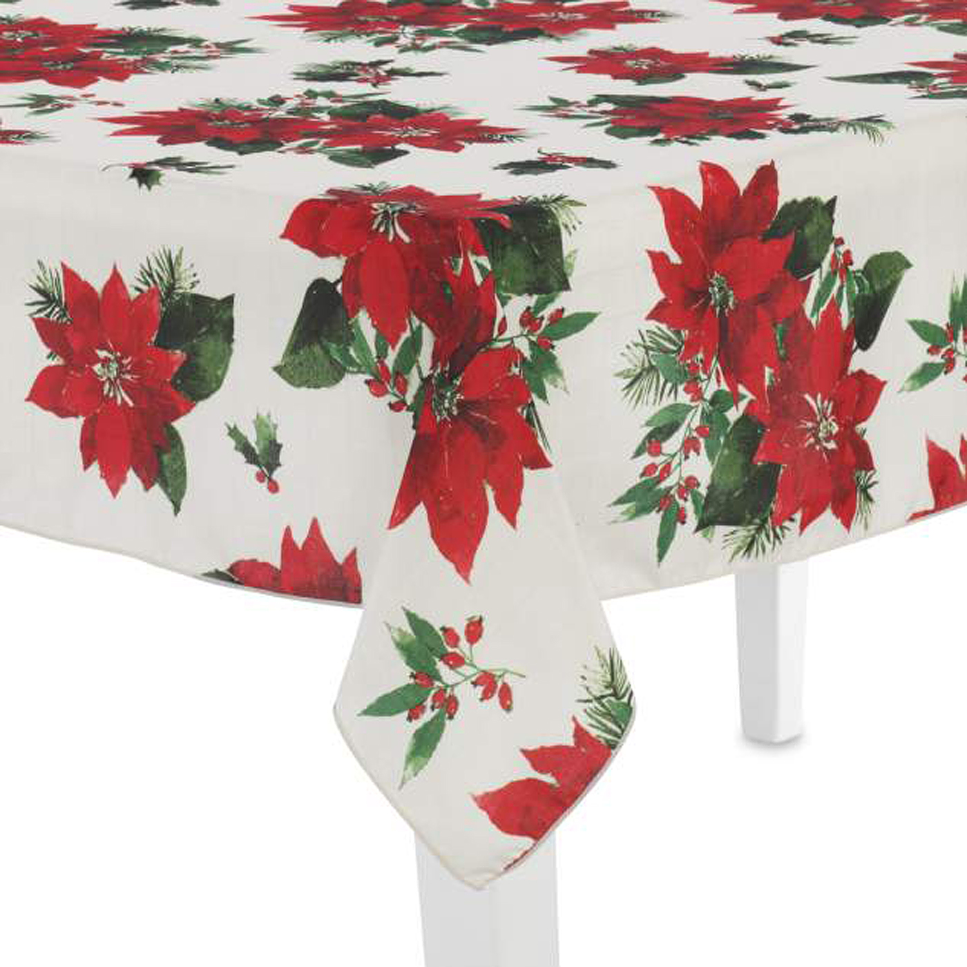 Essential Home Winter Poinsettia Table Cloth