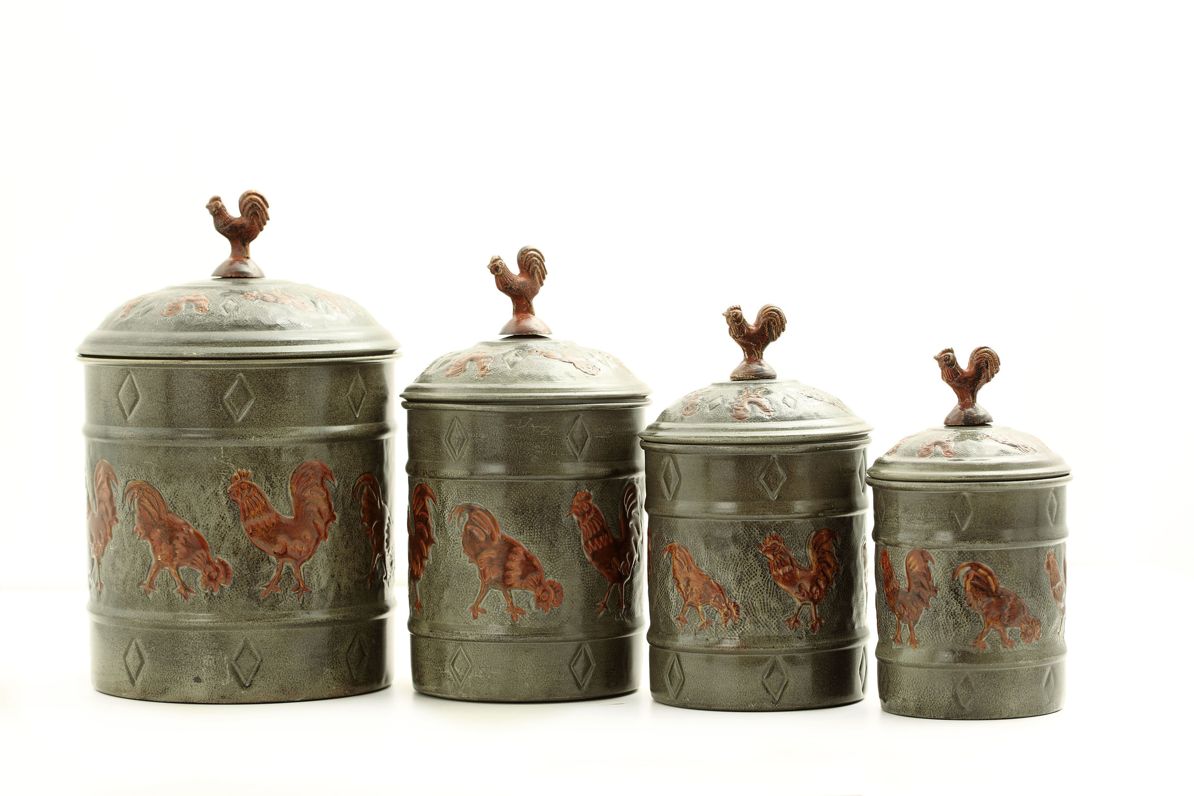 Old Dutch International 4 Piece Rooster Canister Set