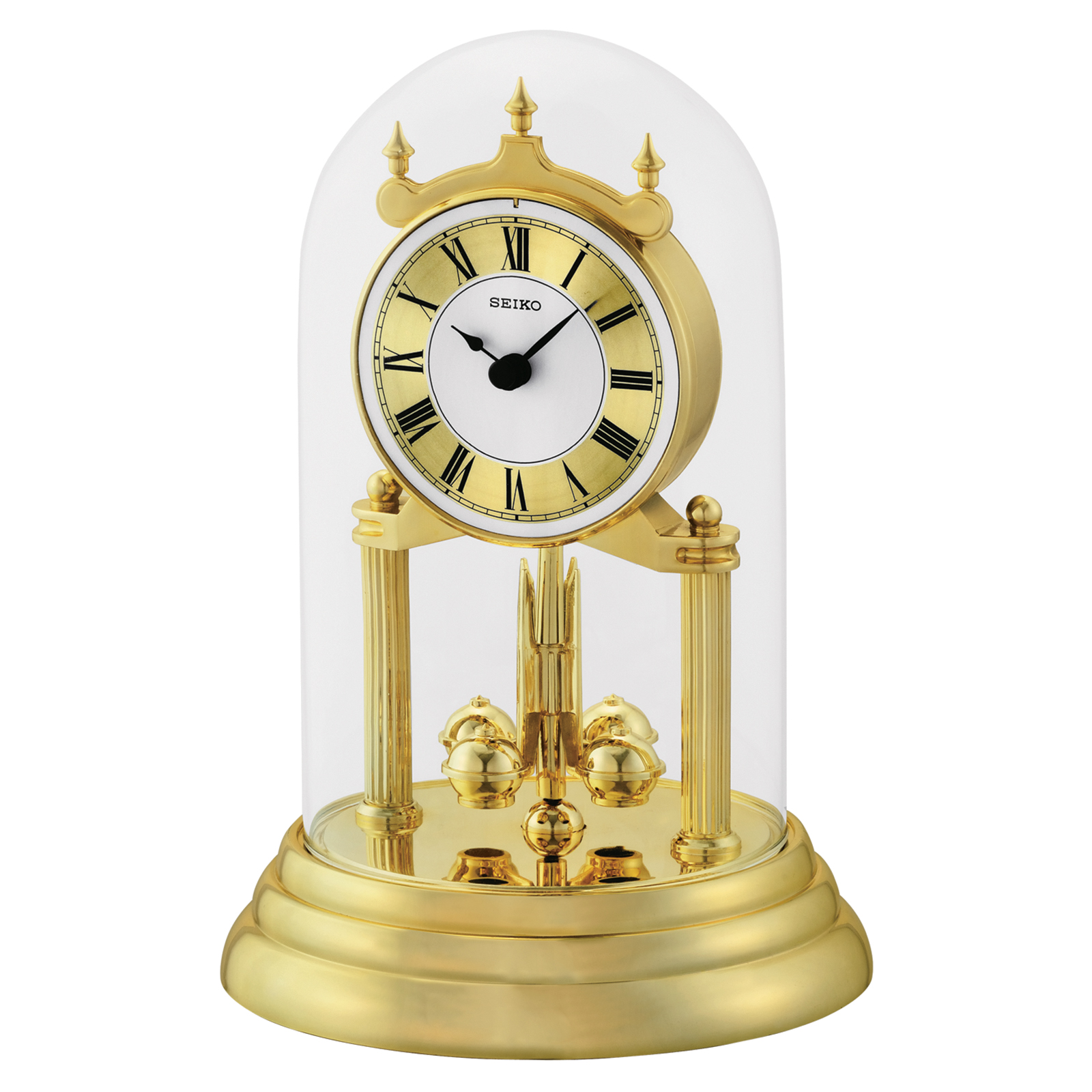 fee jas Ambtenaren Seiko Anniversary Mantel Clock With Glass Dome And Rotating Pendulum  QHN006GLH