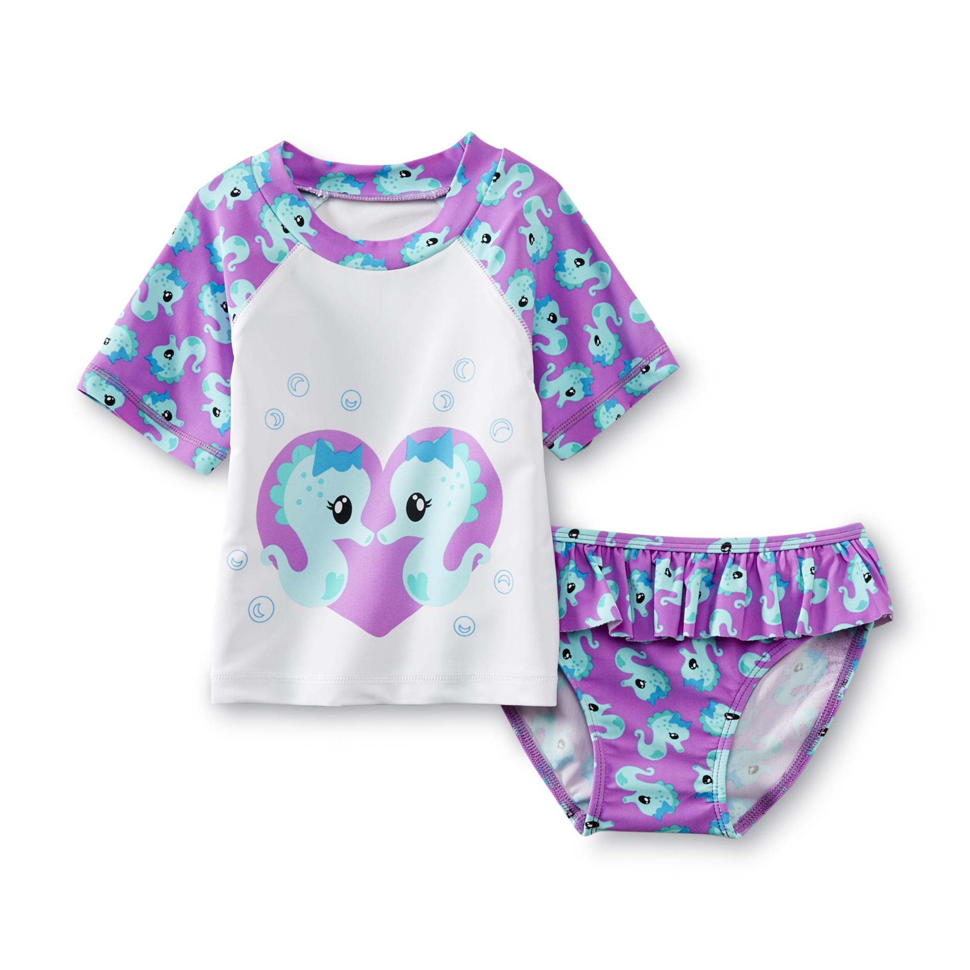 WonderKids Infant & Toddler Girl's Rash Guard & Bikini Bottoms - Sea Horse