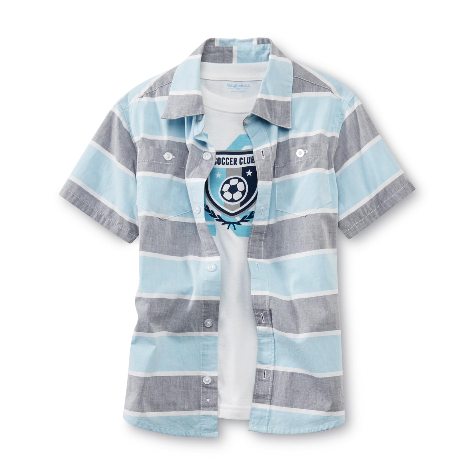Toughskins Boy's Button-Front Shirt & Graphic T-Shirt - Striped