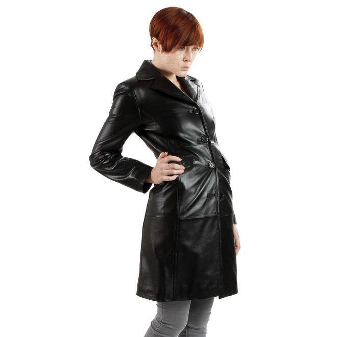 Ramonti Womens Leather Walking Trench Coat
