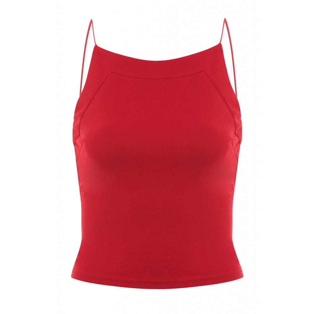 AX Paris Women's Elasticated Strap Plain  Red Top - Online Exclusive