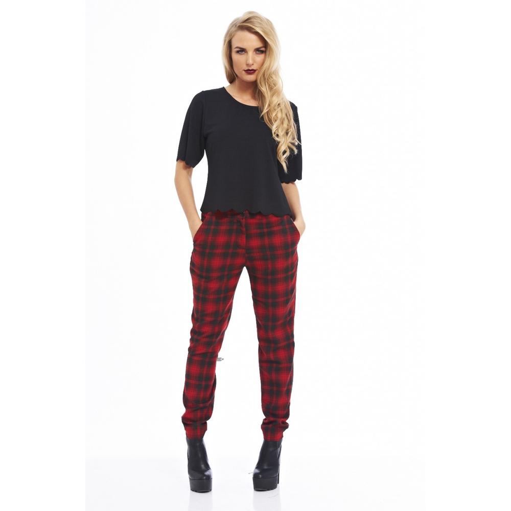 AX Paris Women's Checked Printed Red Pants - Online Exclusive