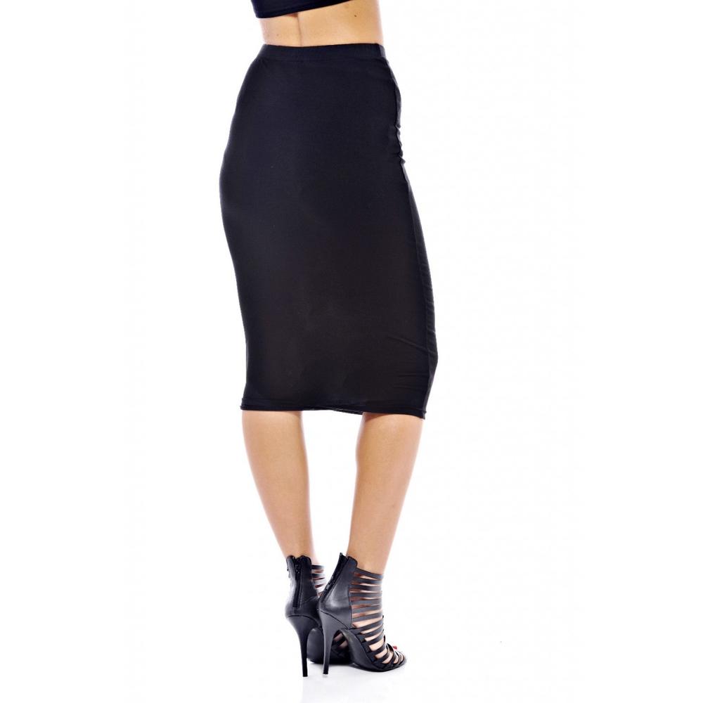 AX Paris Women's Plain Black Midi Skirt - Online Exclusive