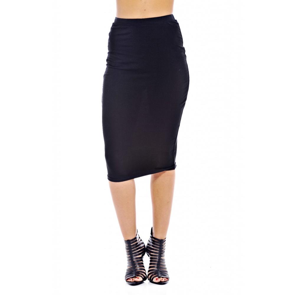 AX Paris Women's Plain Black Midi Skirt - Online Exclusive
