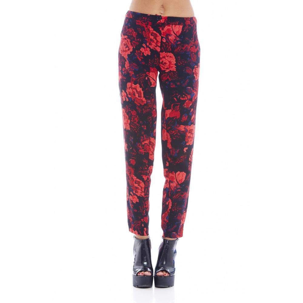 AX Paris Women's Long Floral Printed Red Trousers - Online Exclusive