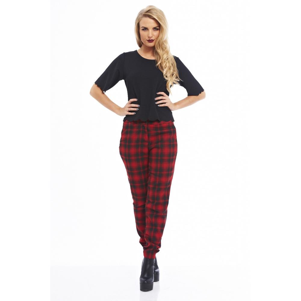 AX Paris Women's Checked Printed Red Pants - Online Exclusive