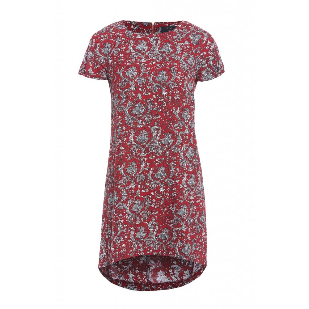 AX Paris Women's Printed Dip Hem Smock  Red Dress - Online Exclusive
