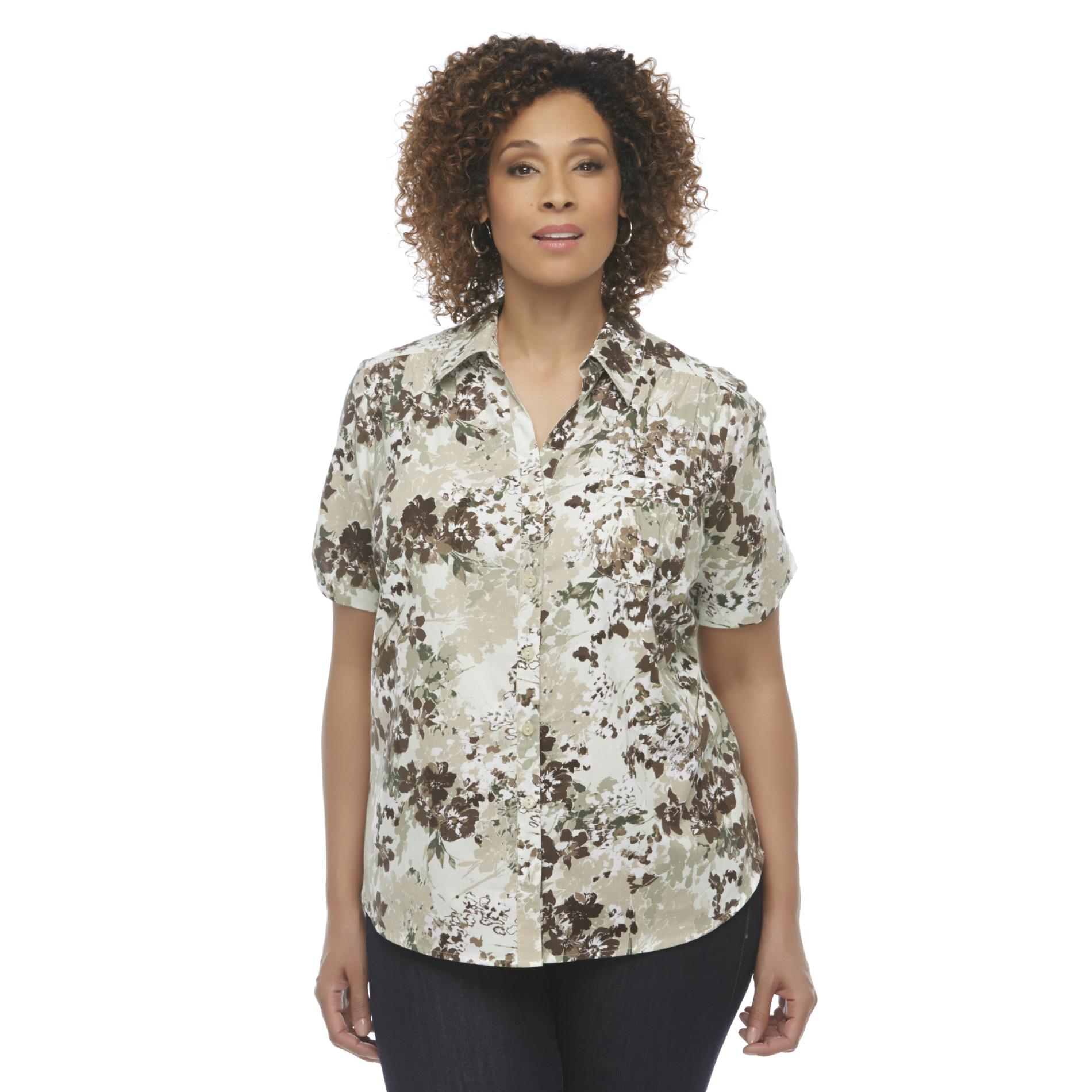 Erika Women's Plus Camp Shirt - Floral Print