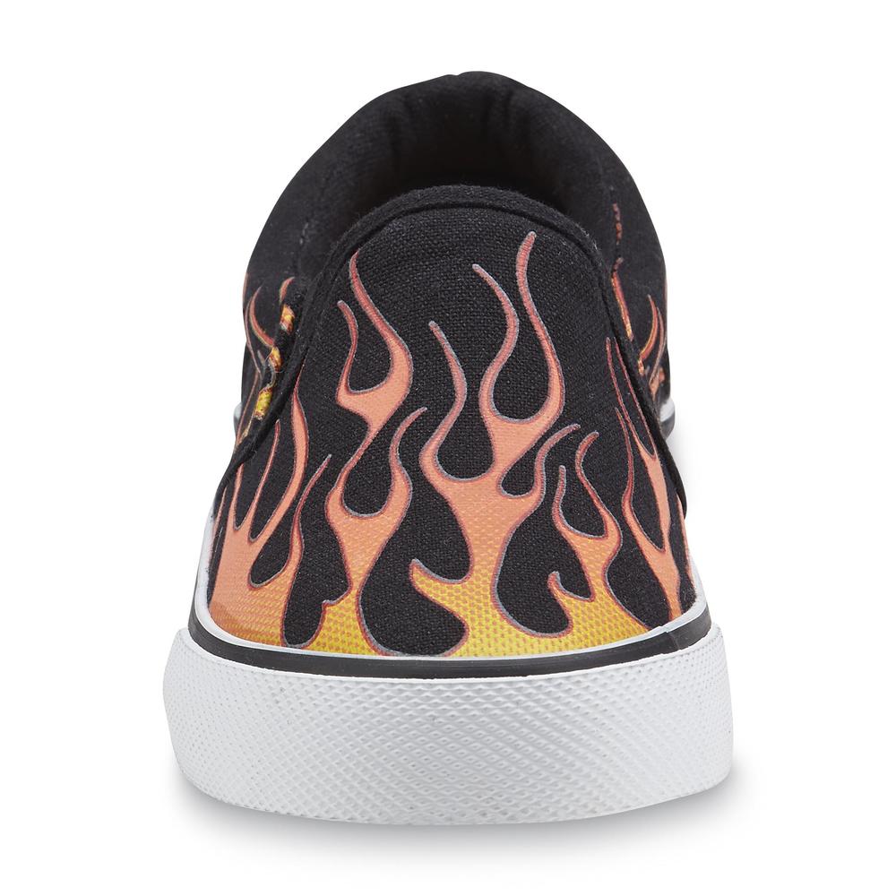 Joe Boxer Boy's Marley Black/Flame Glow In The Dark Slip-On Canvas Shoe