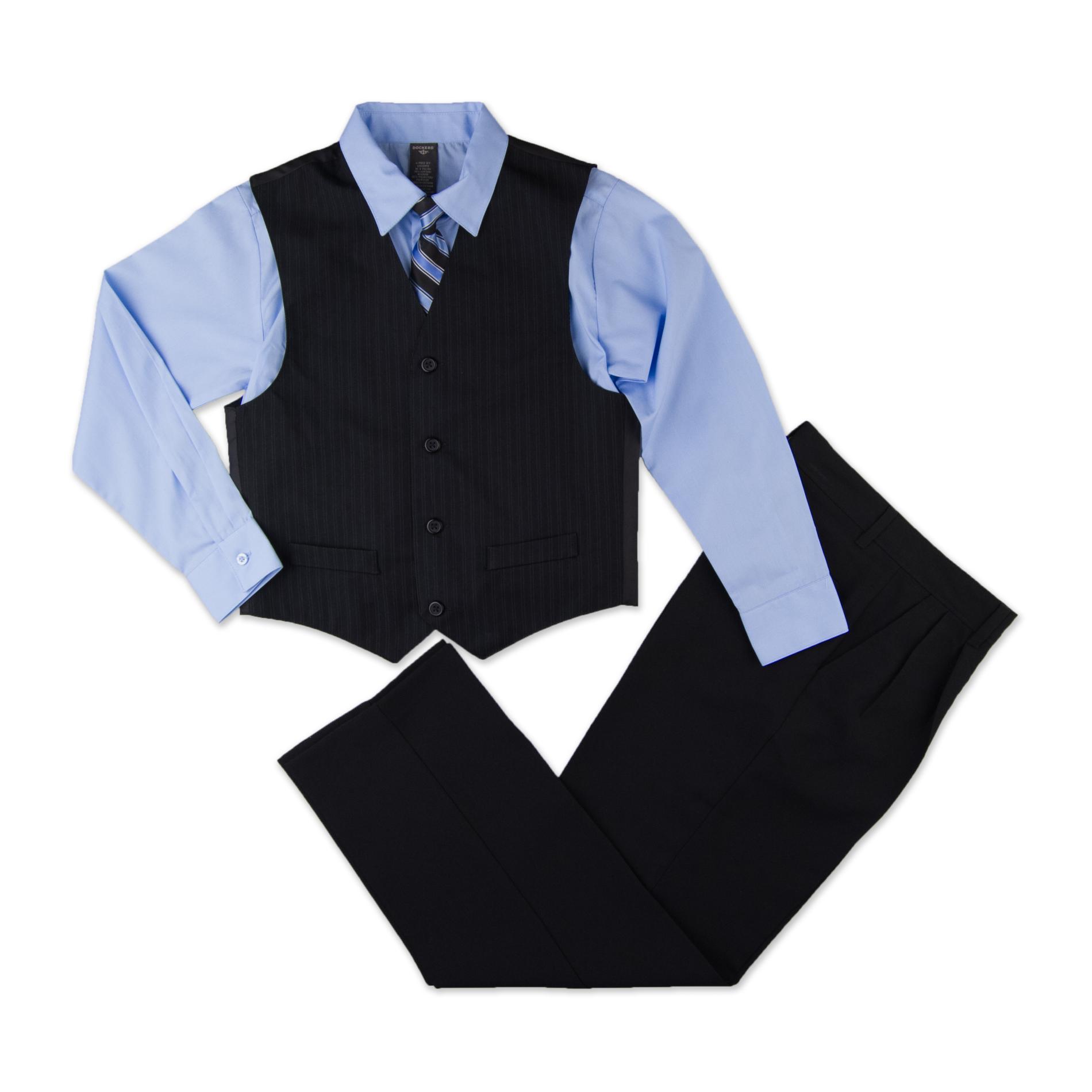 Dockers Boy's Pinstripe Vest  Pants  Shirt & Tie