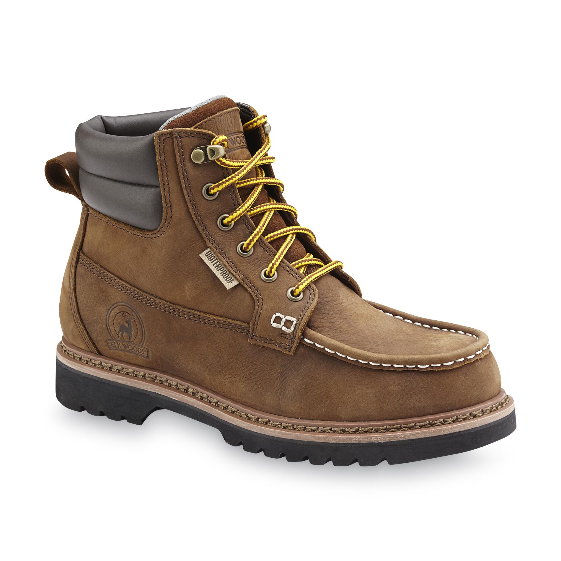 Elk Woods Men's Brown Waterproof Work Boot - Clothing, Shoes & Jewelry ...
