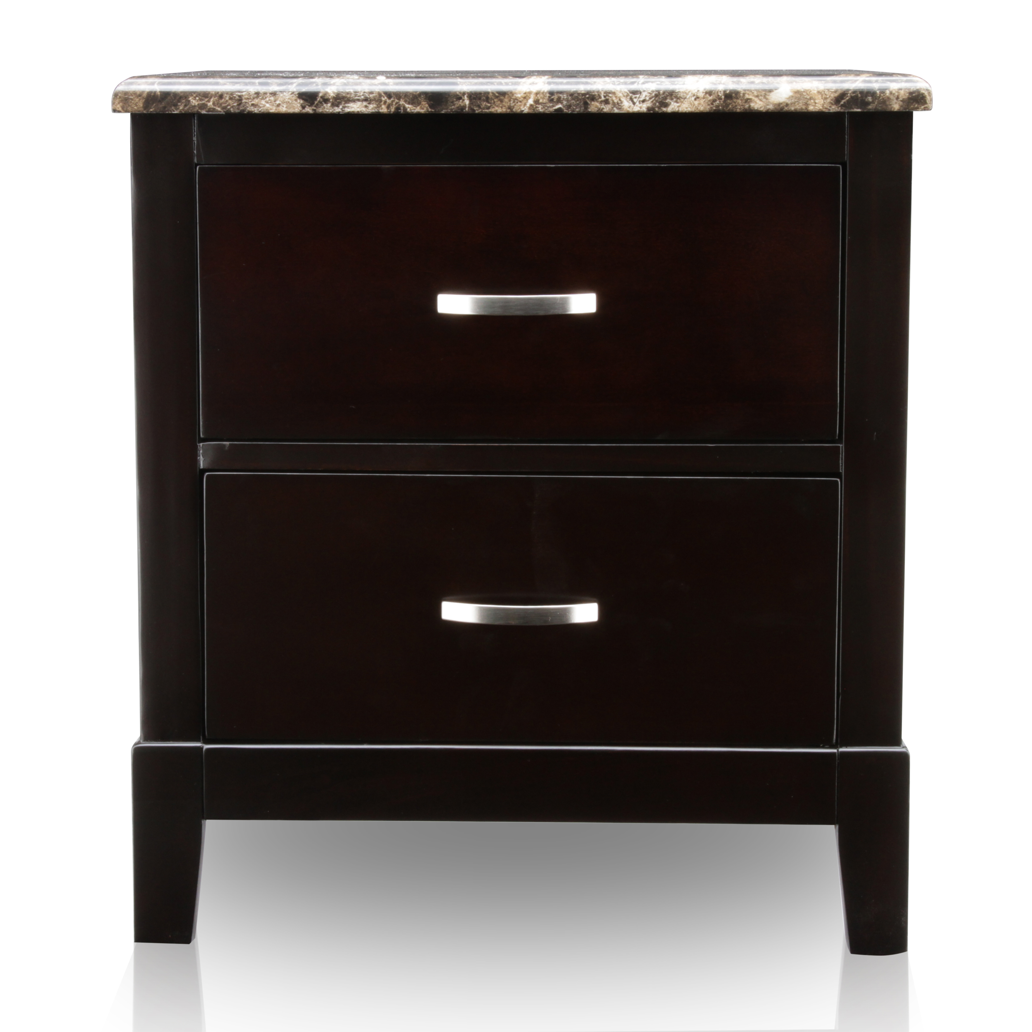 Furniture of America Polak Dark Cherry 2-Drawer Nightstand with Faux Marble Top
