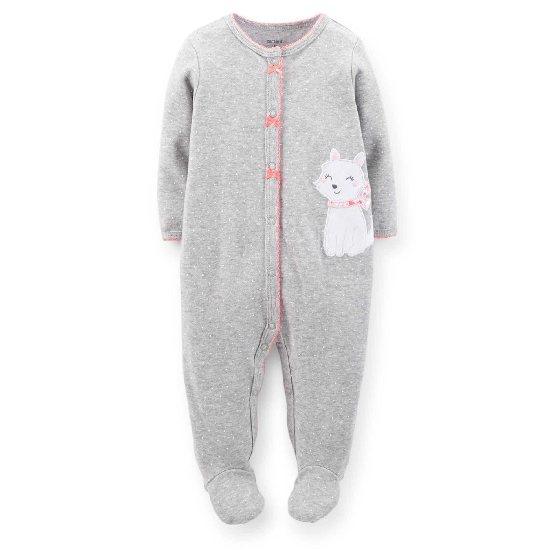 Carter's Newborn Girl's Snap-Front Sleeper Pajamas - Cat