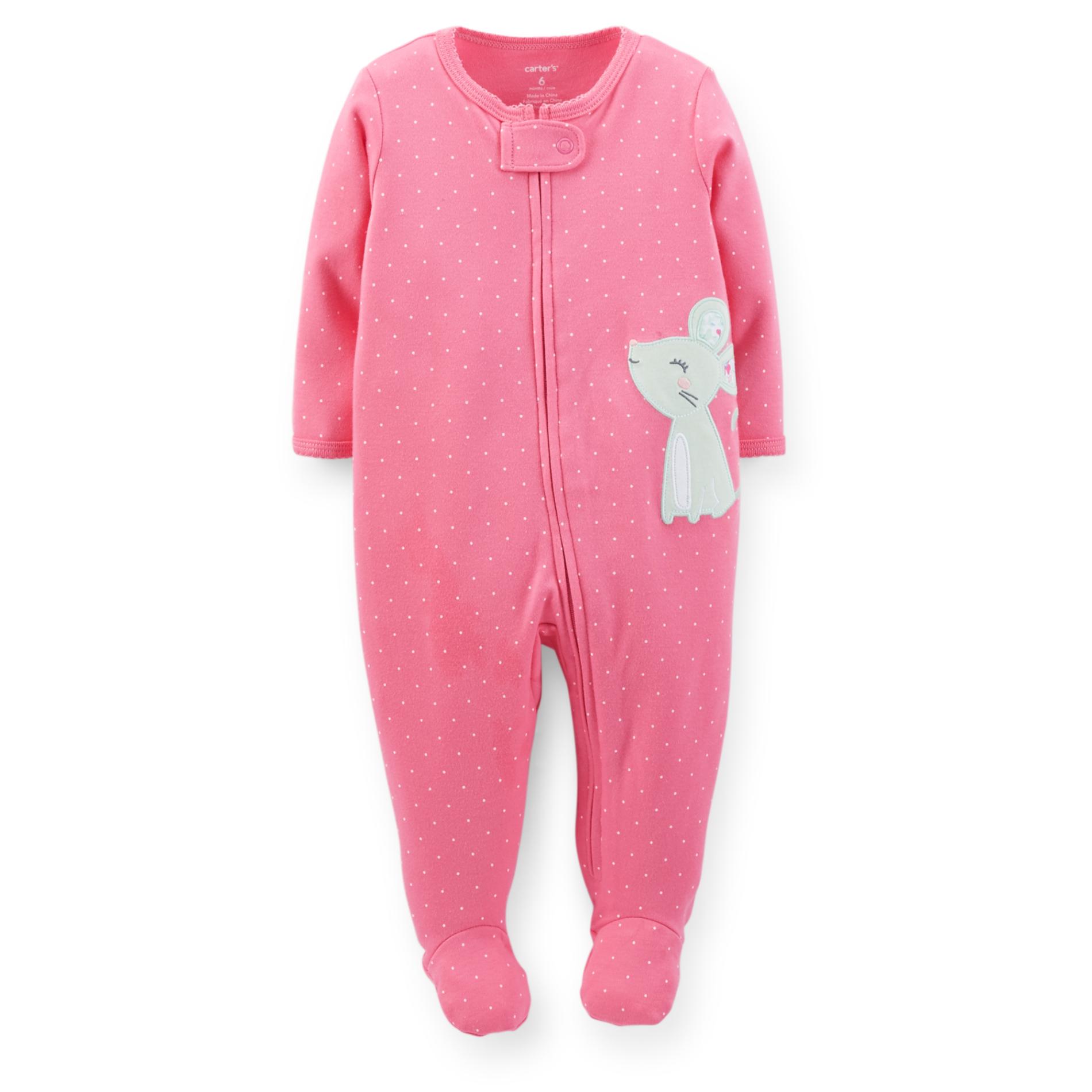 Carter's Newborn Girl's Snap-Front Sleeper Pajamas - Mouse