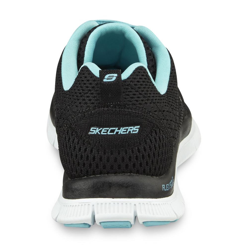 Skechers Women's Obvious Choice Gel-Infused Black/Light Blue Athletic Shoe