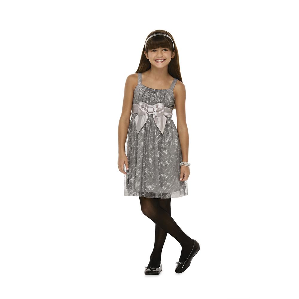 Holiday Editions Girl's Mesh Party Dress - Chevron