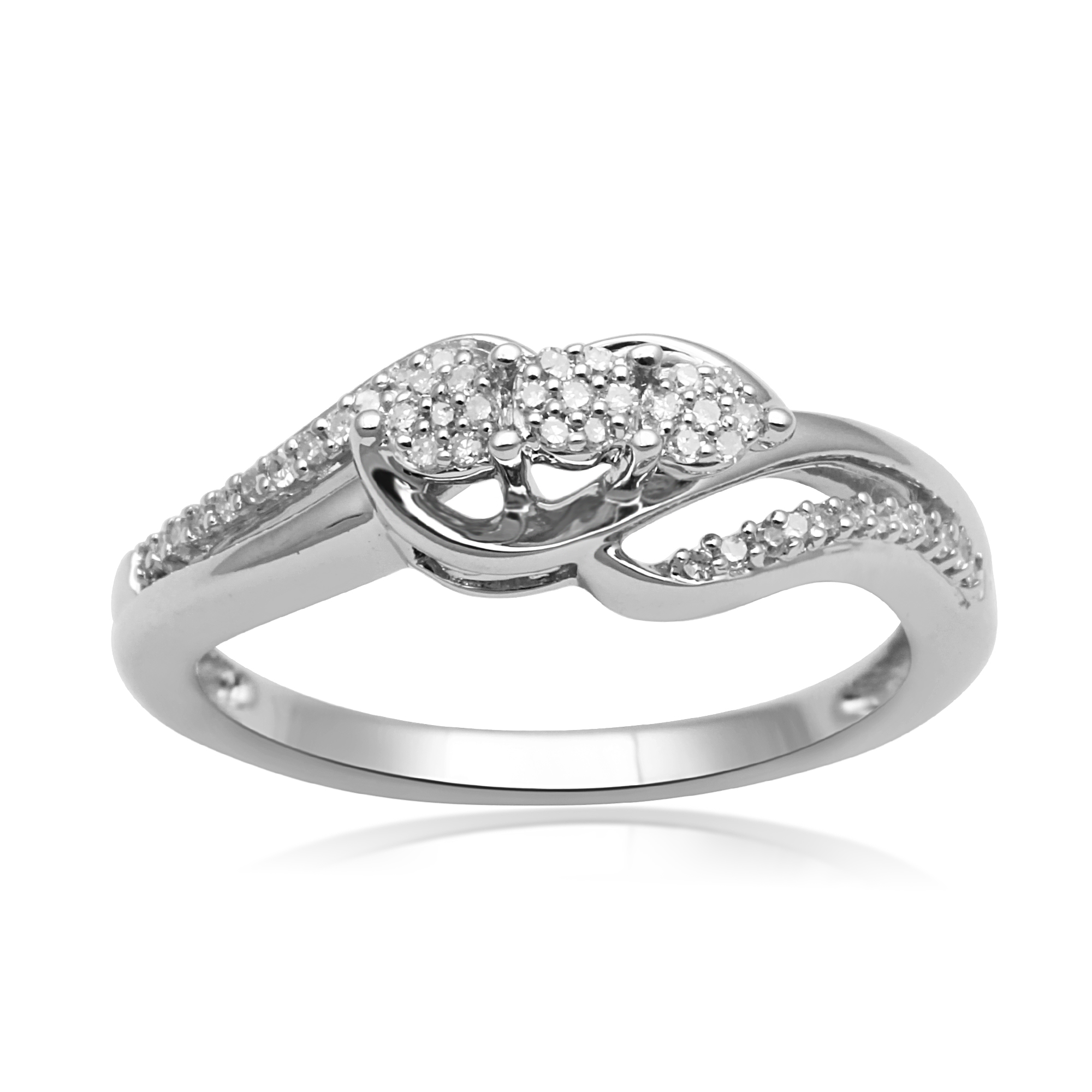 Eternal Treasures Sterling Silver .15cttw Diamond Bridal Ring