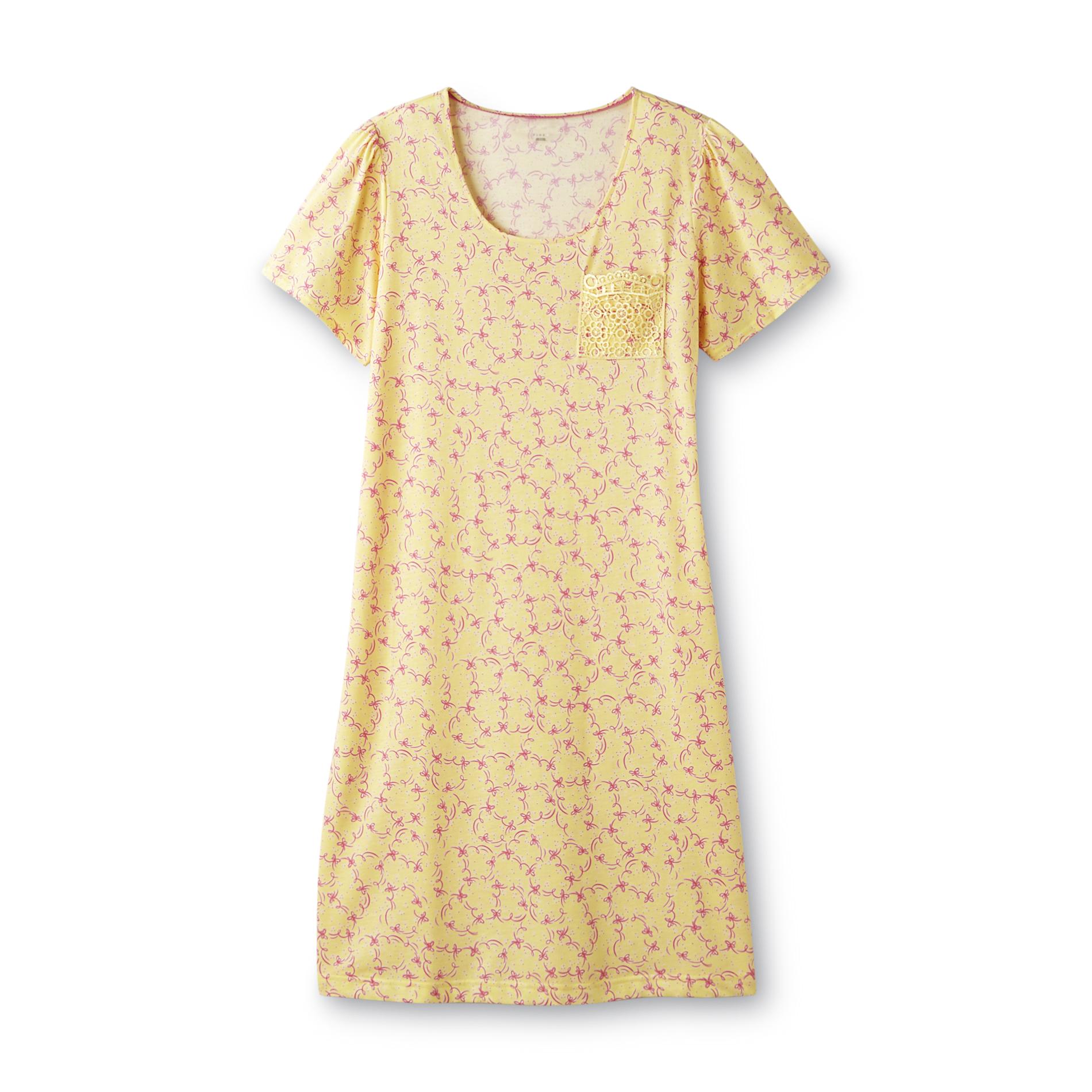 Pink K Women's Nightgown - Bow Print