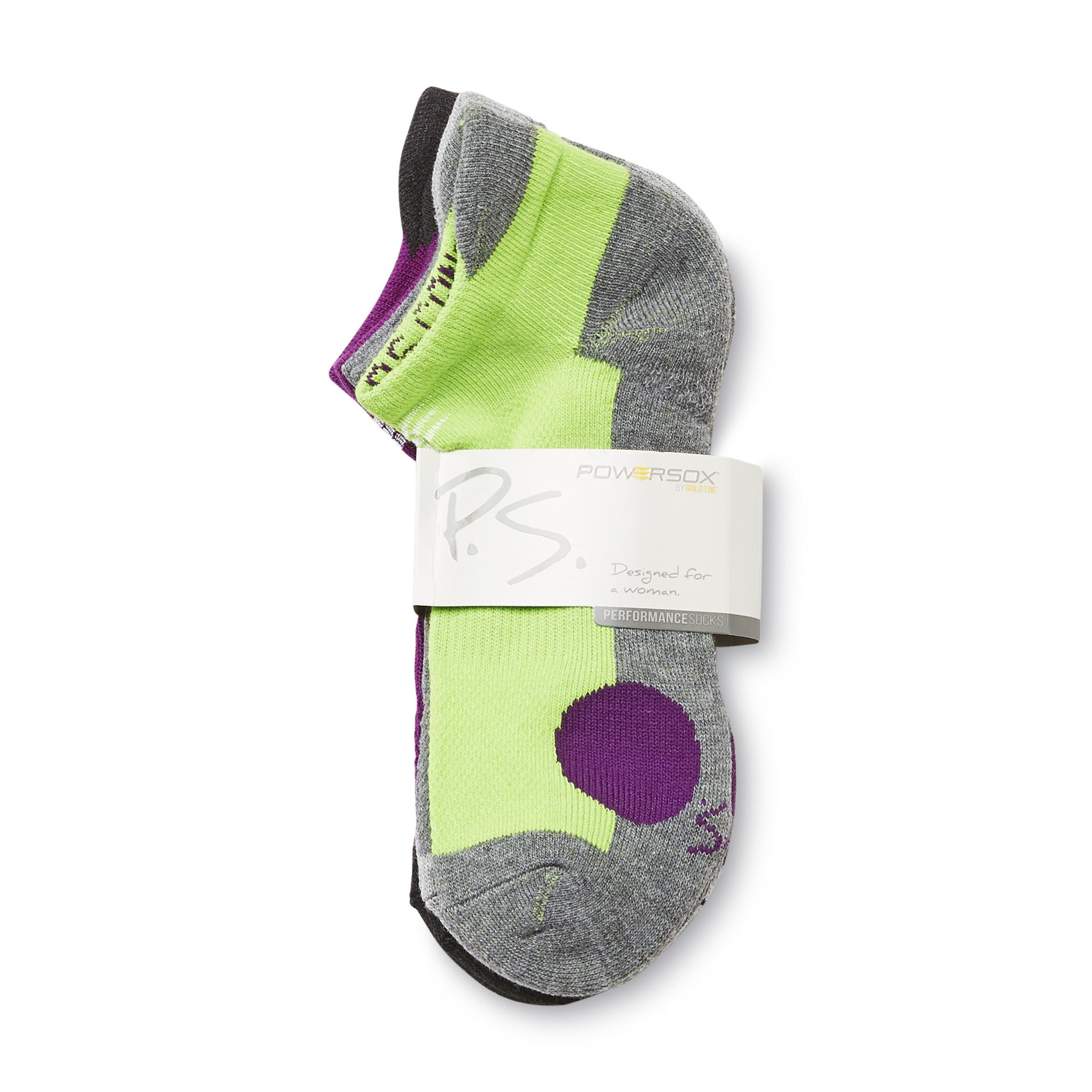 PowerSox® Women's 3Pairs Performance NoShow Tab Socks Assorted