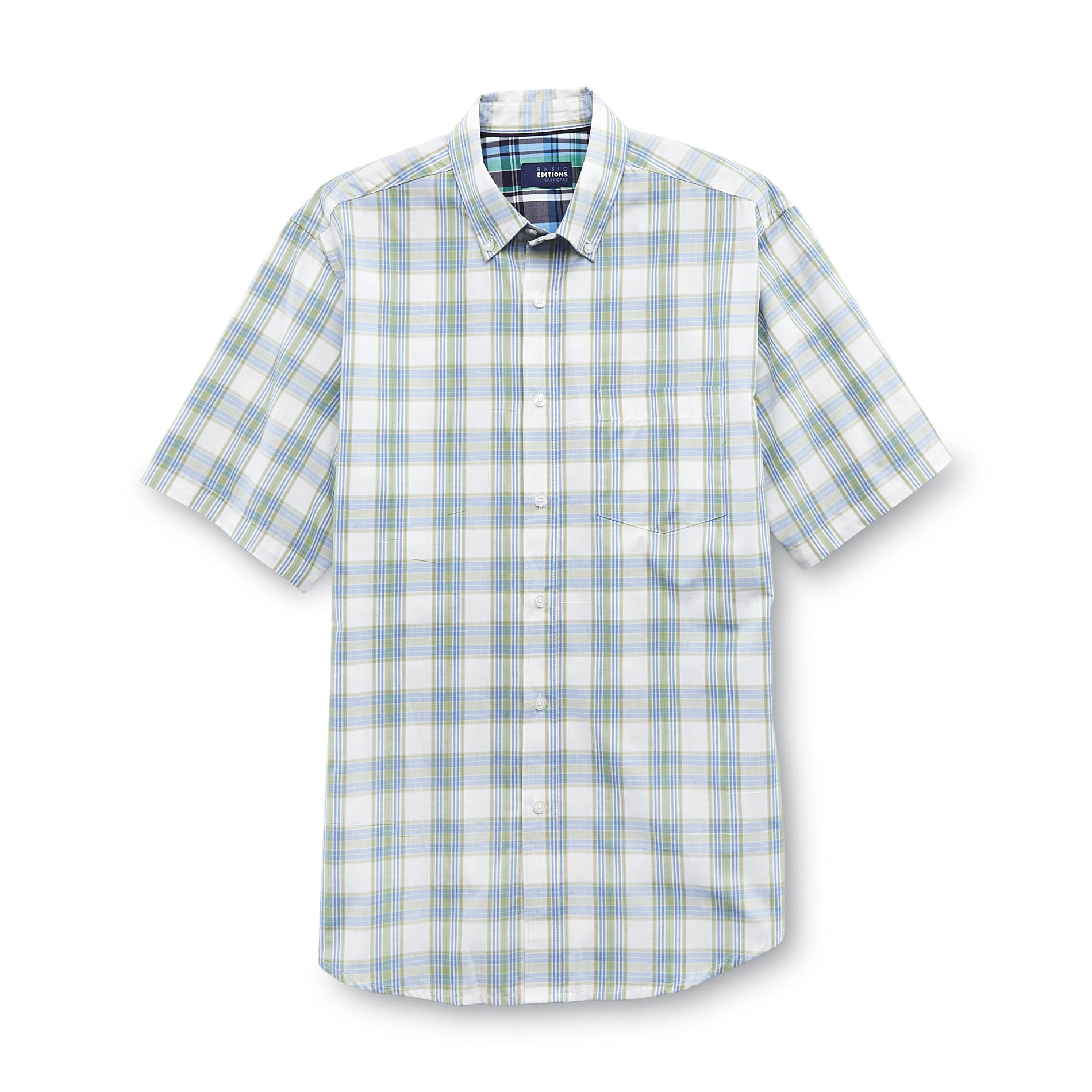 Basic Editions Men's Short-Sleeve Poplin Shirt - Plaid
