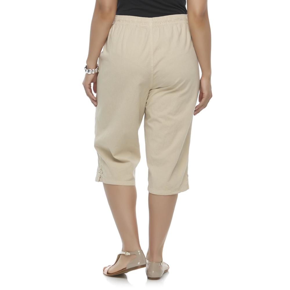 Erika Women's Plus Linen Capri Pants
