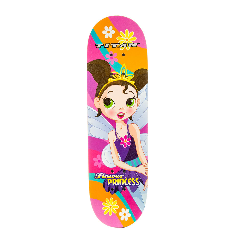 Titan  Flower Princess Pink 28-Inch Complete Skateboard for Girls 8+