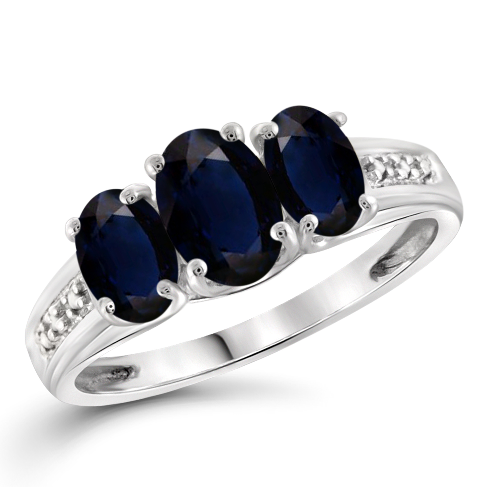 1.68 CTTW Created Sapphire Gemstone & Accent White Diamond Ring In Sterling Silver