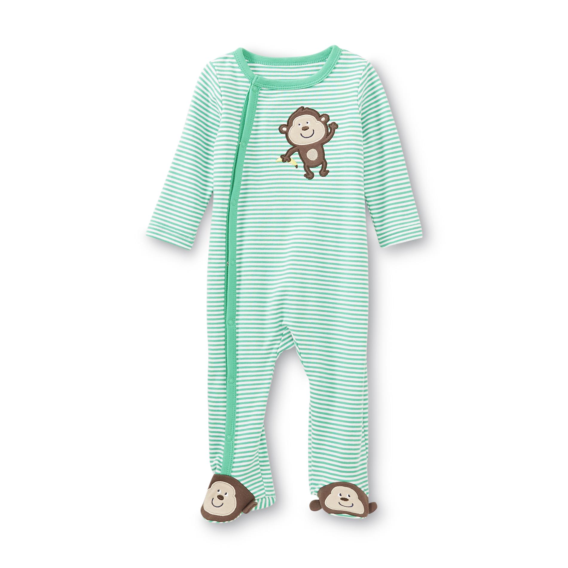 Little Wonders Newborn Boy's Footed Pajamas - Monkey