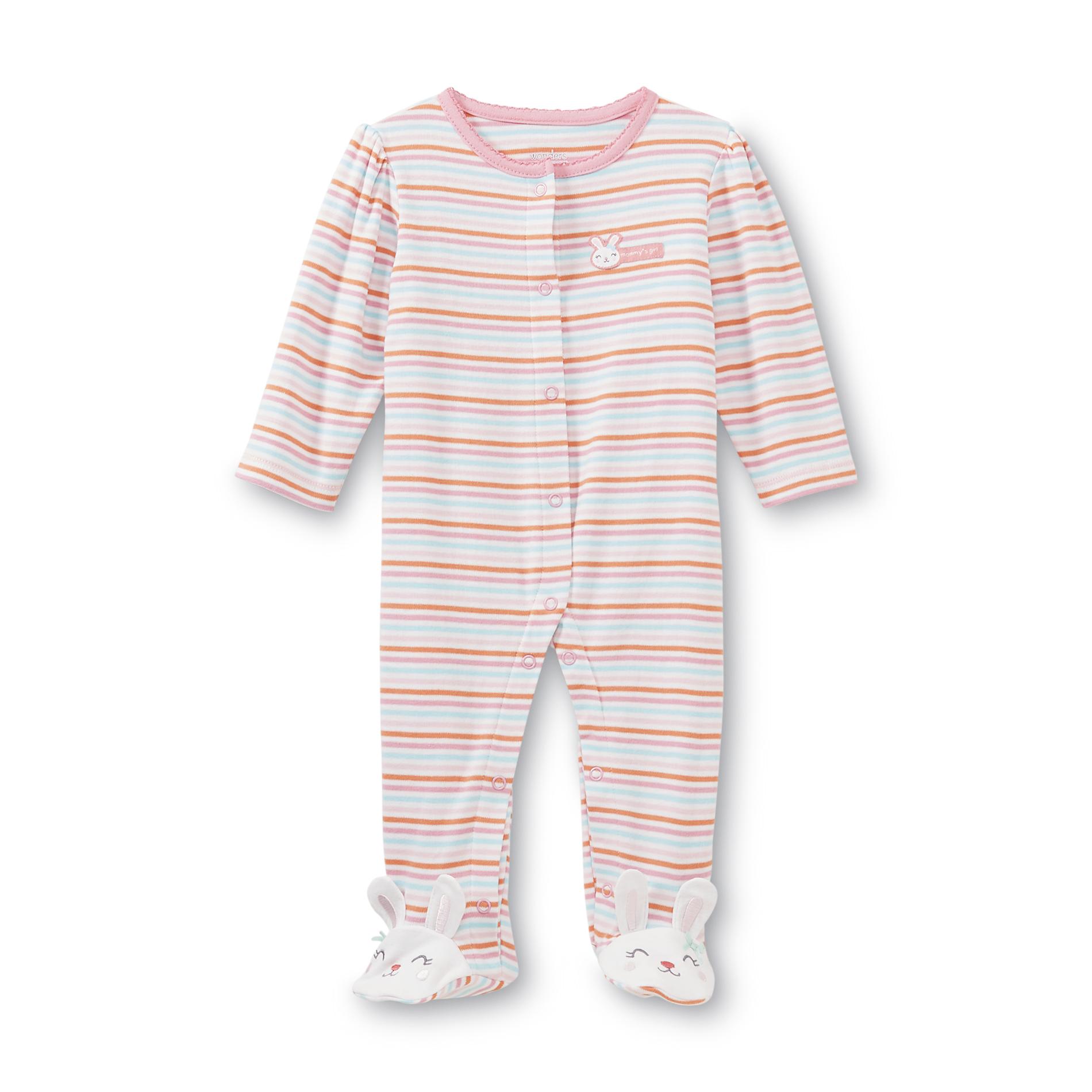 Little Wonders Newborn Girl's Footed Pajamas - Bunny